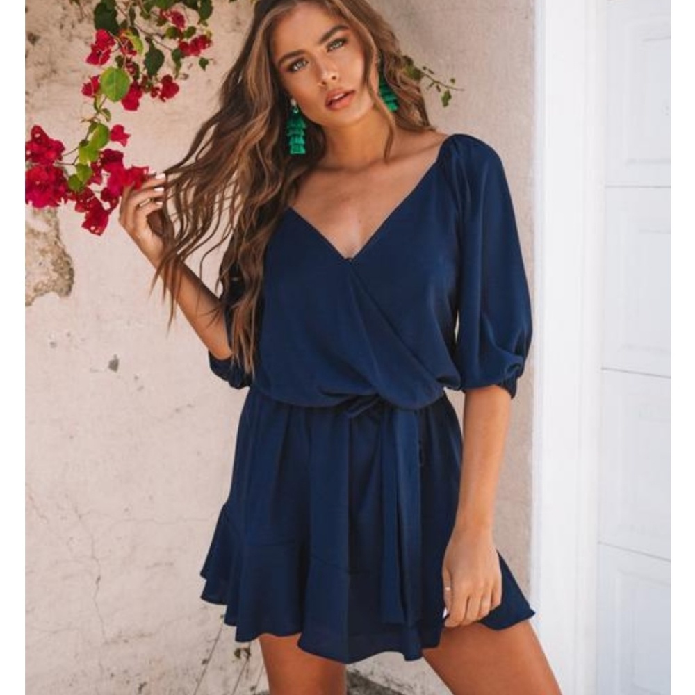 Vici Navy infatuation wrap dress